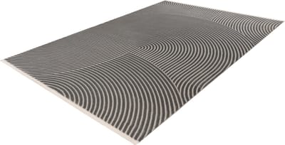 Lalee Elif Japandi stijl vloerkleed 3d effect hooglaag cirkels reliëf laagpolig karpet 80x150 cm grijs zilver