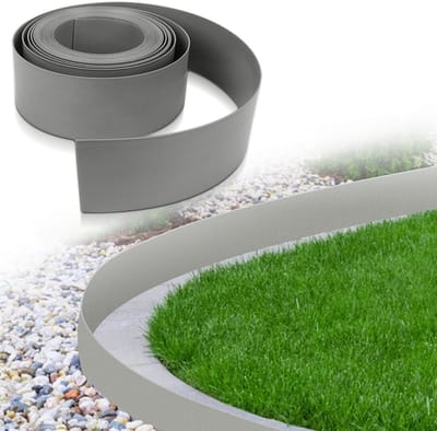 Borderrand op rol 1000 x 10 x 0.2cm - DIY Borderrand Gazonrand - Tuinafboording flexibel - PE kunststof Bloembedomranding - Tuinranden Grijs