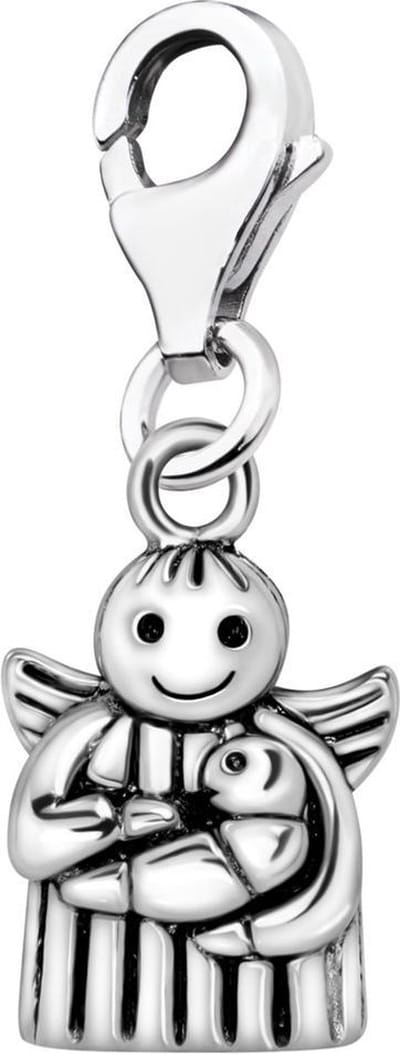 Quiges – 925 - Zilver – Charm - Bedel - Hanger - 3D Engel met Kind - met – sterling - zilver - karabijnslot - geschikt - voor - Bedelarmband HC322