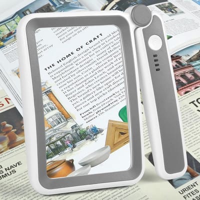 longziming -Handheld Vergrootglas - Handloep Met Licht - LED Loep - 4x Versterking - Dubbel Glas - Krasbestendig - Ergonomisch Voor Senioren - Ideaal Voor Slechtzienden - 1 Stuk