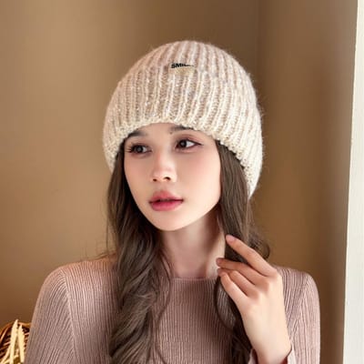 Gebreide Wolmuts In Winter Verdikt Warm Oorbescherming Hoofddeksel Koreaanse Stijl Modieus Casual Veelzijdig Grote Hoofdomtrek Koude Hoed one size beige