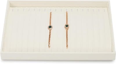 Beige Sieradenschaal voor Opbergen van Halskettingen en Armbanden, Fluwelen Lade-inzet