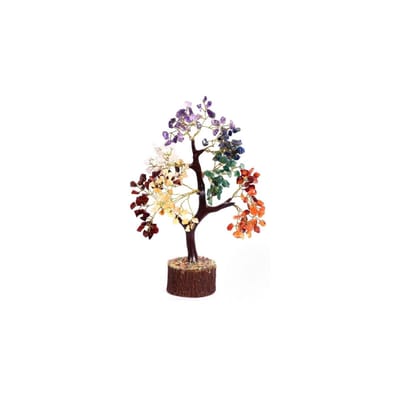 Zeven Chakra Natuurlijke Genezing Reiki Kristal Bonsai Fortuin Geldboom Voor Geluk - Rijkdom & Welvaart Feng Shui Home Office Decor Spirituele Gift (Met Gouden Kleurendraad En 300 Kralen) (10-12 Inch)