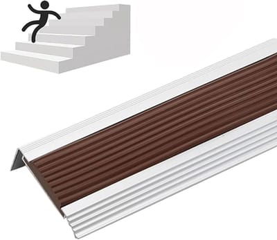 Trapneusprofiel - Traprandbeschermer Schoenlijst - Trap Veilig Maken - L-Vormig Aluminium - 5 cm Breed - Bruin
