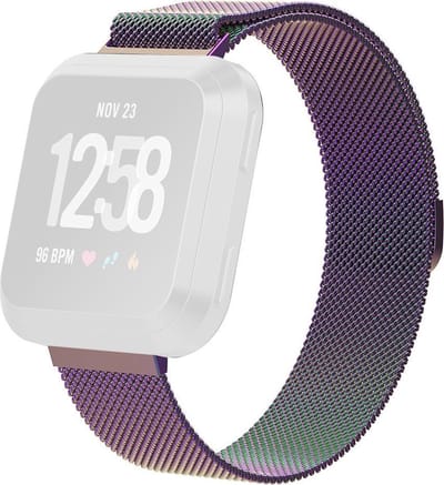 By Qubix - Compatible Fitbit bandje - geschikt voor Fitbit Versa 1 / 2 & Lite milanese bandje - Maat: Large - Multicolor Smartwatchbandje bandje Armband Polsband Strap Band Watchband