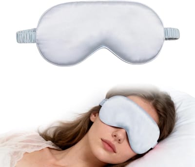 Comfortabel zijden slaapmasker, lichtblokkerend oogmasker voor een goede nachtrust, zachte blinddoek met elastische band voor zijslapers (blauw)
