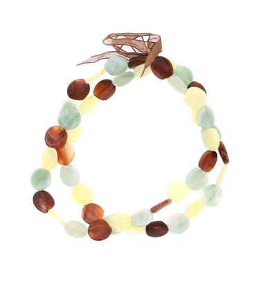 Behave - Ketten bruin groen geel met acryl kralen en strik - 40 cm
