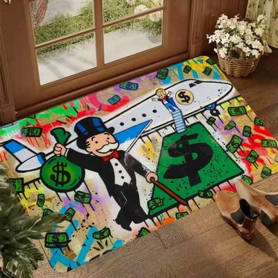 Dollar Alec Monopoly Mode Luxe Entree Deurmat Wasbaar Antislip Woonkamer Bank Stoelen Vloerkleed Keuken Welkom Deurmat 40x60cm