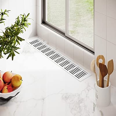 Ventilatierooster Aluminium 100 mm Breed Wit RAL9016 - Geschikt voor Verwarming en Luchten