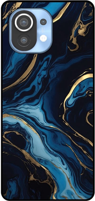 Smartphonica Telefoonhoesje Geschikt voor Xiaomi Mi 11 met marmer opdruk - TPU backcover case gold blue marble design - Goud Blauw geschikt voor Xiaomi Mi 11