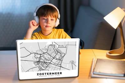 Laptop sticker - 12.3 inch - Plattegrond - Zoetermeer - Nederland - 30x22cm - Laptopstickers - Laptop skin - Cover - Stadskaart