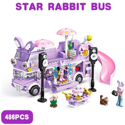 486PCS Amies Bus Étoile Lapin à Deux Étages Blocs de Construction Jouets STEM Briques Figurines Fleur Jour de Noël Jouets Filles