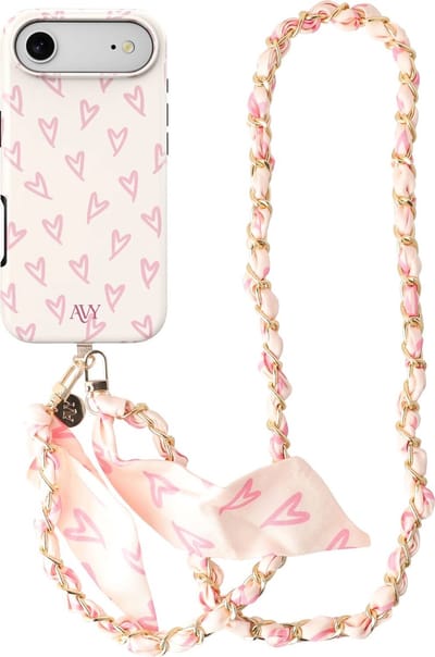 AVY Hoesje Met Telefoonkoord | Geschikt voor Apple iPhone Air | Compatibel met MagSafe & Qi2 | Hard Shell Back Cover | Stijlvol Bijpassend Koord Crossbody (120CM) | Cupid Blush