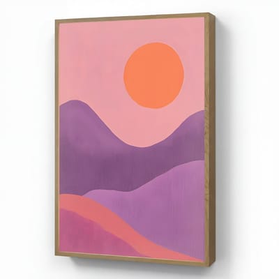 Wandlamp 60x90 cm - Oplaadbaar - Zon - Heuvels - Paars - Abstract - Wandlampen binnen woonkamer - Slaapkamer lamp - Decoratieve nachtlamp - Vloerlamp draadloos