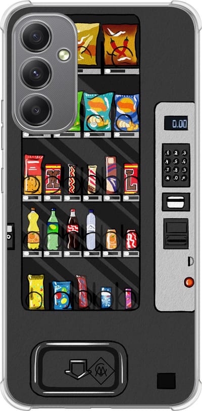 Casimoda® hoesje - Geschikt voor Samsung Galaxy A34 - Snoepautomaat - Shockproof case - Extra sterk - TPU/polycarbonaat - Zwart, Transparant