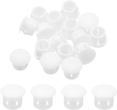32 Stuks Witte Kunststof Gatstoppen voor Meubels en Kasten, 7 mm Diameter