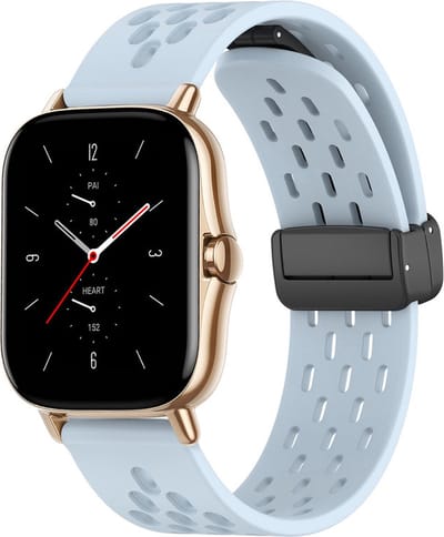 Siliconen bandje - geschikt voor Amazfit GTS / GTS 2(E) / GTS 2 Mini / GTS 3 / 4 (Mini) / Bip (S) / Bip U (Pro) / Bip Lite / Bip 3 (Pro) / GTR 42 mm / Pop (Pro) / Active (2) - lichtblauw