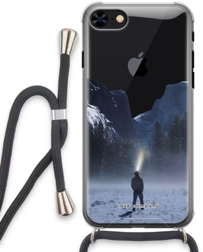 Case Company® - Hoesje met koord geschikt voor iPhone 8 hoesje met Koord - Wanderlust - Telefoonhoesje met Zwart Koord - Bescherming aan alle Kanten en Over de Schermrand