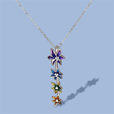 Populaire Meerkleurige Bloem Hangers uit Japan en Korea met Zirkonia Inleglijm Elegante Temperament Vrouwen Ketting gray