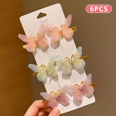 6 épingles à cheveux papillon pour fille douce qui ne blessent pas les cheveux, épingles à cheveux super jolies et mignonnes A beige