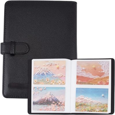 Fotoboek van PU-leer met 400 vakken voor brede foto's, vintage herinneringsalbum, scrapbook en drukknop voor familieherinneringen