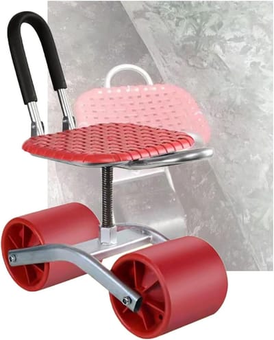 Tuinwagen met wielen - Werkstoel gazon - Comfortabel tuinieren - 360 graden draaibaar - Verstelbaar 20-33 cm - Rood