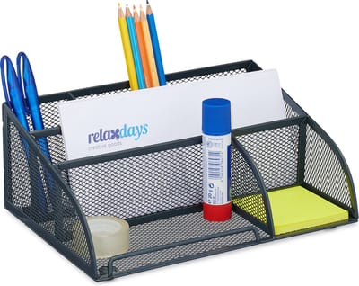 bureau organizer - 5 vakken - mesh - metaal - 10,5 x 25,5 x 17 cm - groot