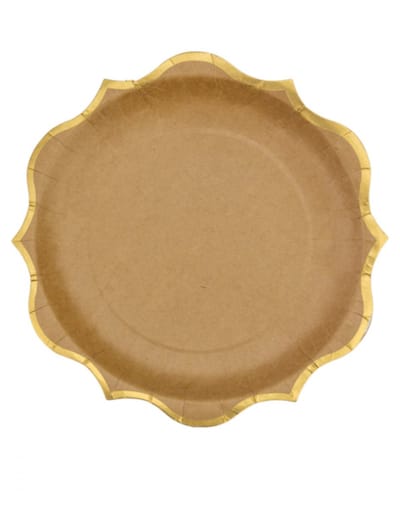 ARTYFETES - 8 kraftborden met gouden randen 23 cm chic en bohemian