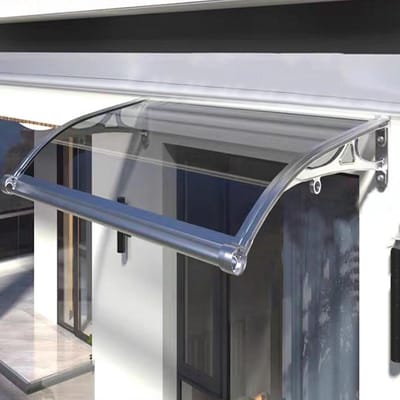 Deur Luifel - Overkapping Huisdeur - Bescherming tegen Weer - Zelfreinigend met Gootsysteem - 60x90cm - Transparant