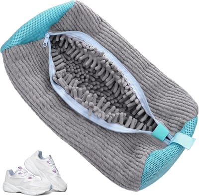 Herbruikbare Schoenwaszak met Rits voor Wasmachine en Droger - 360° Complete Reiniging voor Sneakers en Sportschoenen (Geel)