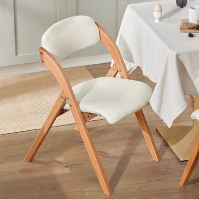 Mosh Stories Opvouwbare Eetkamerstoel - Klapstoel - Inklapbare Stoel van Massief Hout met Kussen en Ergonomische Rugleuning