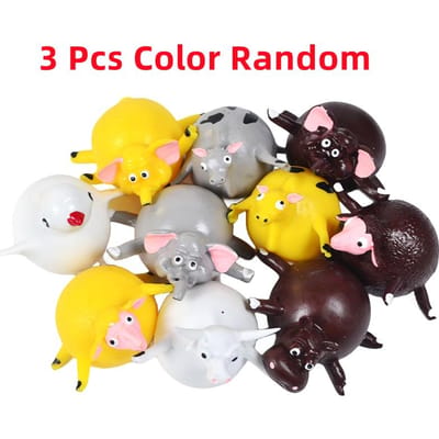 3 STuks Kinderen Plezier Dinosaurus Boerderij Dier Opblaasbare Ballon Knijpbare Zachte Bal Ballon Feest Plezier Spel Cadeaus yellow