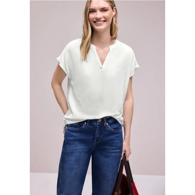 Blouse met losse schouders en gespleten hals