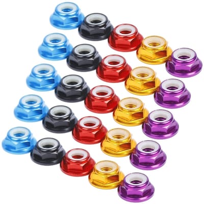 Dailygoods- Borgmoeren 25 Stuks - Zeskantige Flensborgmoeren - Nylon Antilosmoer - Robuust Metaal - Slijtvast - Ideaal voor Minimotoren - Moeren