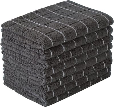 Keukenhanddoek - 8 Stuks - Vaatdoek - Microvezeldoekjes - Microvezeldoek Vaatdoekjes Huishouddoekjes - Theedoekenset - Geblokt - 30x30 cm - Zwart