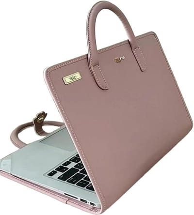 PU Laptop Sleeve Roze met Handvat - Beschermende Laptop Hoes - Laptop Tas / PU Sleeve / Handvat Laptop Hoes - Geschikt voor Alle Algemene Laptop Formaten