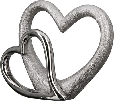 Gilde Handwerk - Beeld - Sculptuur - Two hearts - Porselein- Zilver