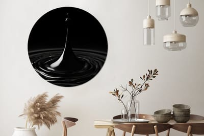 WallCircle - Wandcirkel - Muurcirkel - Zwart - Water - Druppel - Aluminium - Dibond - 120x120 cm - Binnen en Buiten XXL