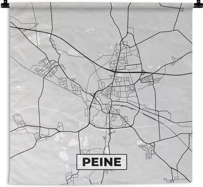 Wandkleed - Wanddoek - Duitsland - Peine - Kaart - Stadskaart - Plattegrond - 180x180 cm - Wandtapijt