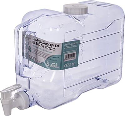 CM Drank/water/limonade dispenser met tapkraan - 5.6 liter - kunststof - 35 x 21 x 12 cm - koelkast drankdispenser