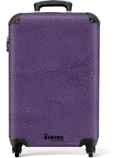 NoBoringSuitcases.com - Koffer - Lederen look violet paars - Past binnen 55x40x20 cm en 55x35x25 cm - Trolley handbagage - Valiezen met wieltjes volwassenen - Reiskoffer op wielen - Rolkoffer lichtgewicht