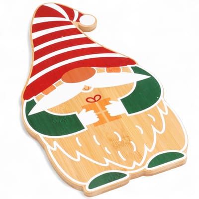 Dailygoods- Serveertoren Kerstkabouter - Serveerschaal - Broodmand - Tapasplank - Borrelplank - 30 × 22 cm - Ontbijtplank