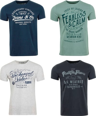 riverso Heren T-Shirt RIVLeon 4 Pack regular fit Veelkleurig S Ronde Hals Volwassenen - gemaakt van 100% katoen