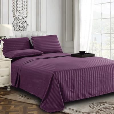 Luxe Dekbedovertrek + Hoeslaken + 2x Kussensloop - Queen Size 160x200 - Complete 4 Delige Set - Gecertificeerd Microvezel - 160 x 200 Hoeslakens - Dekbed Overtrek - Paars