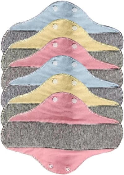 Herbruikbare Menstruatiepads - Wasbare Pads - Dagelijkse Hygiëne - Lekvrij Waterdicht - 6 stuks - Blauw Geel