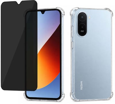 ChiGuard Hoesje & Privacy Screenprotector geschikt voor Xiaomi Redmi A7 Pro 4G Hoesje Screenprotector - Privé - Gehard Glas Cover