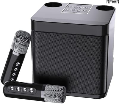 RFWR® Draagbare Karaoke Machine met Bluetooth en 2 Microfoons voor Feesten en Gezinsbijeenkomsten