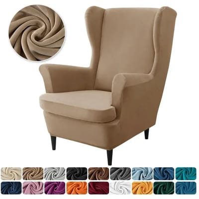 1 pièce Housse de Fauteuil à Oreilles Extensible Housse de Fauteuil à Oreilles en Velours Élastique Anti-salissure Housse de Canapé Simple Relax avec Housse de Coussin d'Assise