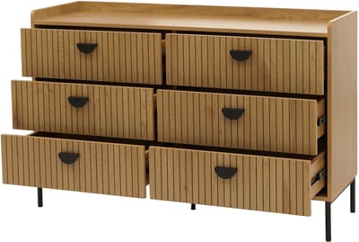 Ladekast MCW-O39, hoge kast, 6 laden melamine MDF 80x120x44cm ~ naturel