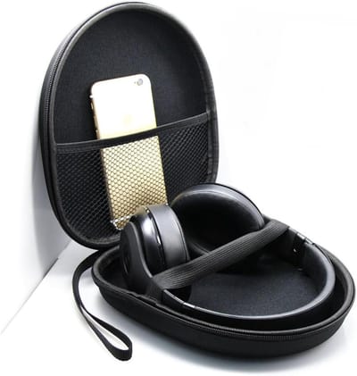 Hoofdtelefoonhoes - Oorbeschermer tas - Veilige opslag - Schokbestendig EVA materiaal - 21 x 19 x 6 cm - Zwart